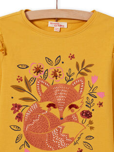 T-shirt manches longues jaune motif renard enfant fille MASAUTEE2 / 21W901P1TMLB107