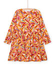 Robe fluide à volants et imprimé feuille multicolore PAMOROB1 / 22W901N1ROBB107