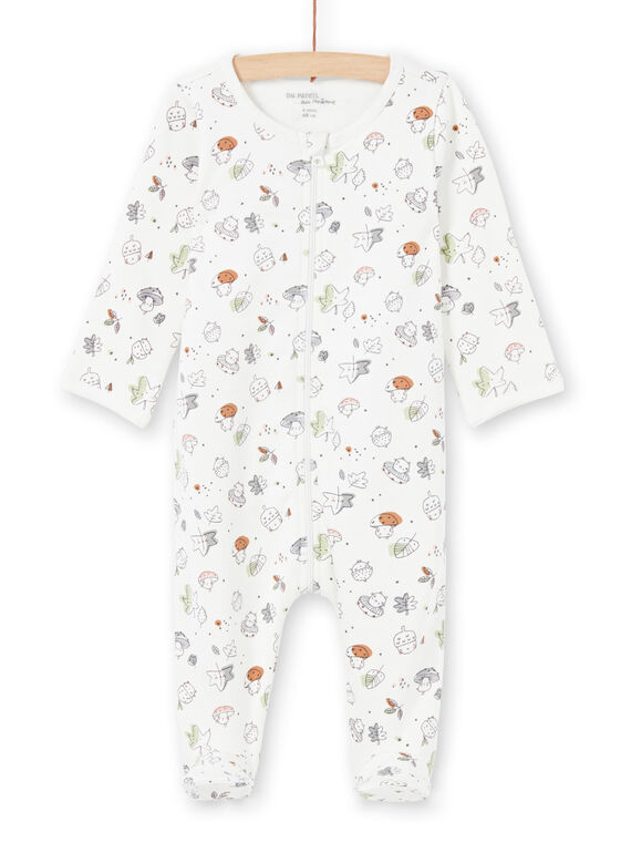 Grenouillère écrue à imprimé fantaisie all-over naissance mixte MOU1GRE5 / 21WF0542GRE001