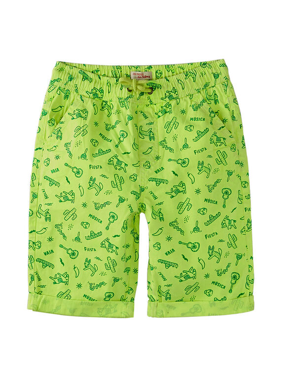 Bermuda jaune fluo imprimé fantaisie enfant garçon JOMARBER3 / 20S902P1BER103