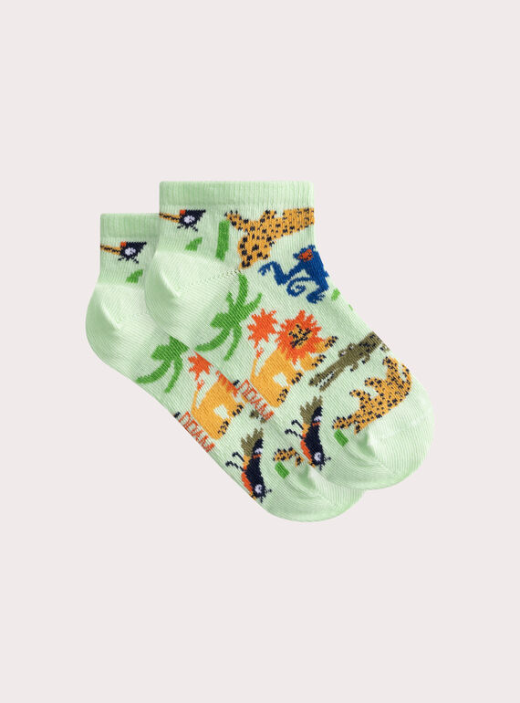 Socquettes vert pâle fantaisie pour garçon WYOJOSOQ3 / 25SI02M3SOQ602