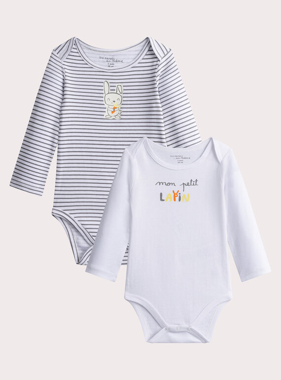 Lot de 2 body manches longues à motif lapin pour bébé garçon VEGABODLAP / 24WH1484BDL000