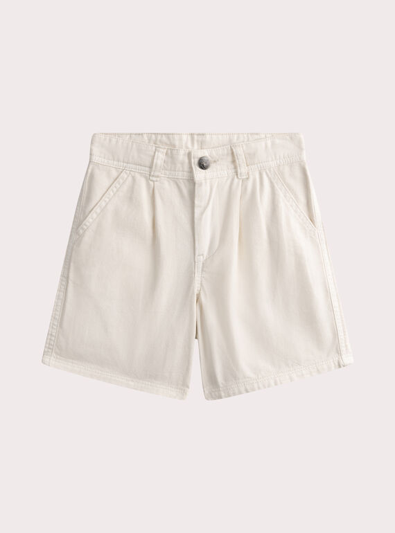 Bermuda blanc crème en lin et coton  WOMABER2 / 25S90261BER632