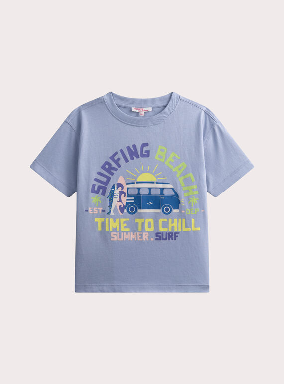 T-shirt bleu avec animation surf WOTATI4 / 25S902U4TMCC218