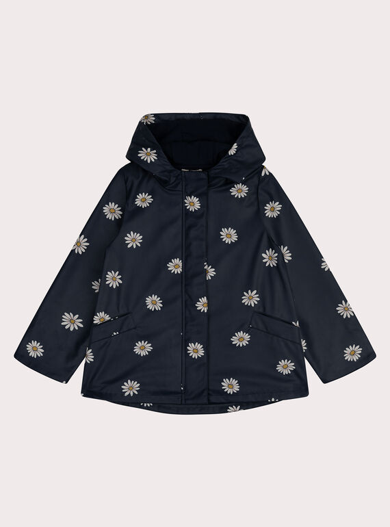 Imperméable bleu foncé imprimé pâquerettes WAMARIMPER / 25S901F2IMP070