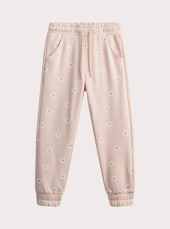 Jogging rose pale imprimé pâquerettes   WAJOBAJOG3 / 25S901I3JGBD310