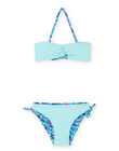 Haut de maillot de bain et culotte turquoise à imprimé fleuri RYABIK3 / 23SI01R4MAIC217