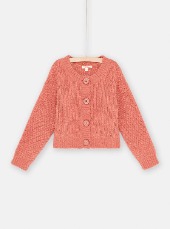 Cardigan terracotta à paillettes fille SAJOCAR3 / 23W901M5CARE415