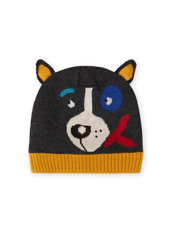 Bonnet anthracite à motif chien enfant garçon MYOGROBON3 / 21WI0252BON944