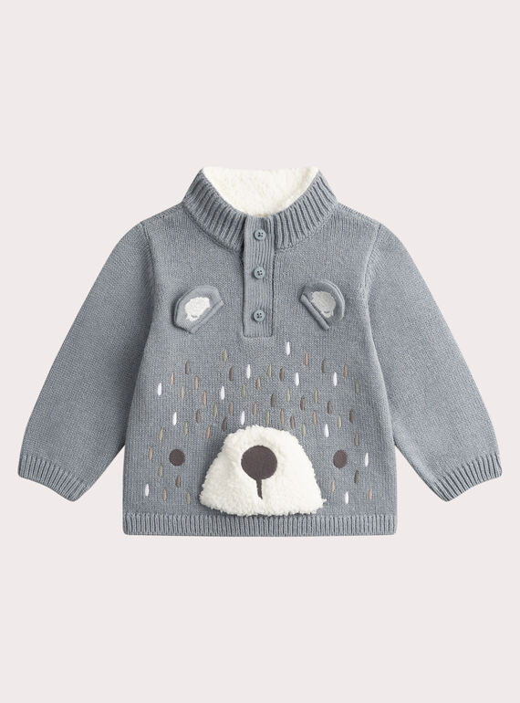 Pull bleu à animation ours pour bébé garçon VUPERPUL / 24WG10R1PULC202