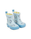 Bottes de pluie bleues à imprimé chats RUPLUITIGR / 23KK3812D0CC218
