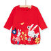 Robe ballon rouge motifs lapins fantaisie bébé fille