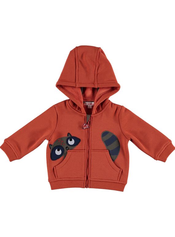 Gilet à capuche rouille bébé garçon GUBRUGIL2 / 19WG10K2GIL408