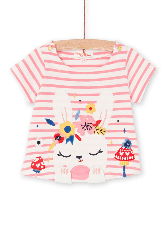 T-shirt à rayures animation lapin bébé fille LIHATEEX / 21SG09X1TMC001