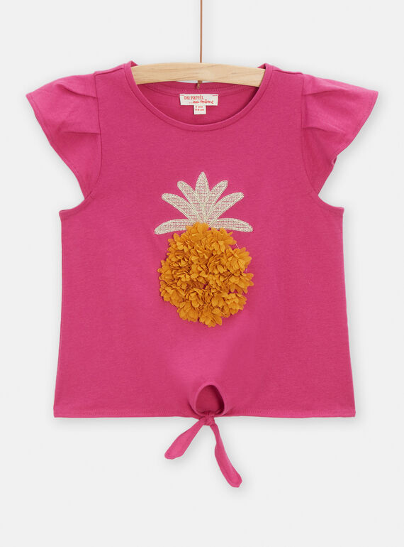 Débardeur rose avec animation ananas pour fille TALIDEB / 24S901T1DEB304