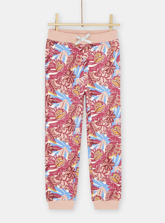 Jogging rose et bleu à imprimé fleuri fille SAJOBAJOG3 / 23W901B2JGB003