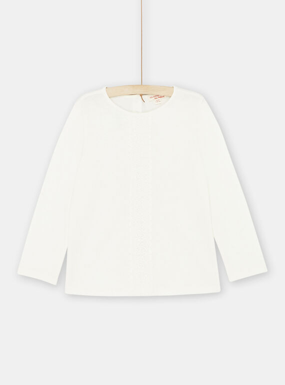 T-shirt écru avec broderie anglaise fille SAJOSTEE2 / 23W901B2TML001