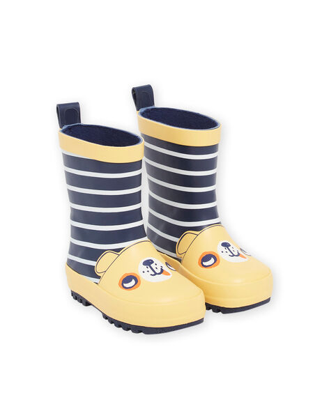 Bottes jaunes et bleu marine à imprimé à rayures et motif tête de chien RUPLUICHIEN / 23KK3811D0C010