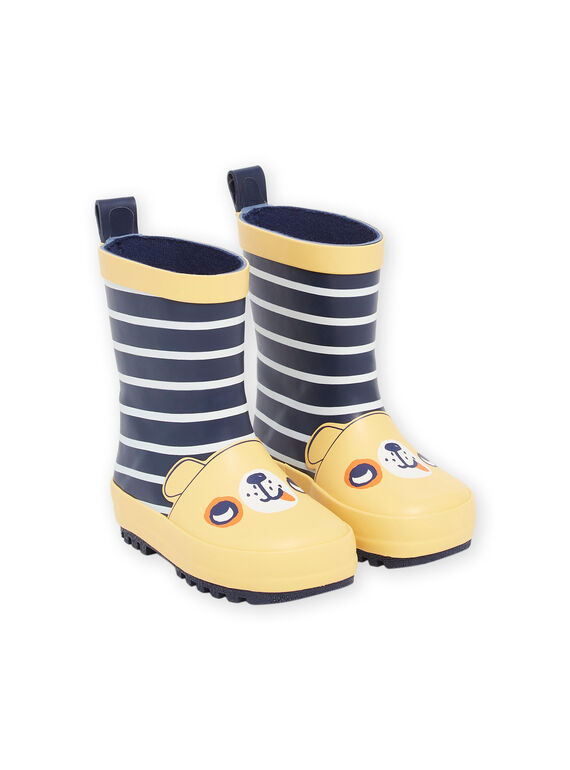 Bottes jaunes et bleu marine à imprimé à rayures et motif tête de chien RUPLUICHIEN / 23KK3811D0C010