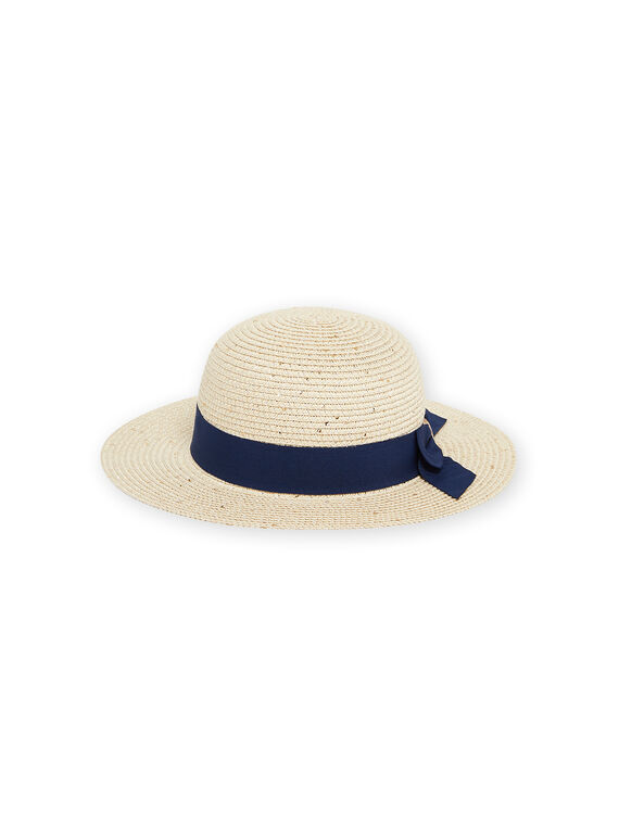 Chapeau de paille à ruban bleu enfant fille NYASOHAT1 / 22SI01Q1CHA009