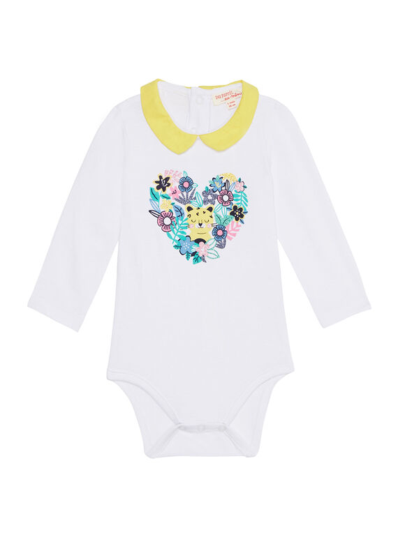Body manches longues écru avec col bébé fille JITROBODY / 20SG09F1BOD000