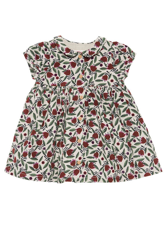 Robe en velours imprimée layette fille GIBRUROB3 / 19WG09K3ROB007