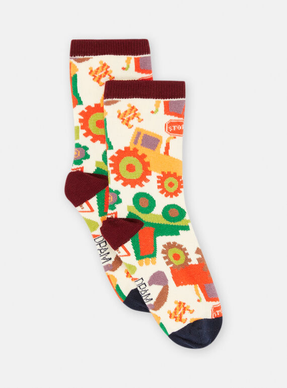 Chaussettes multicolores à imprimé tracteur pour garçon SYOJOCHO7 / 23WI02N1SOQA002