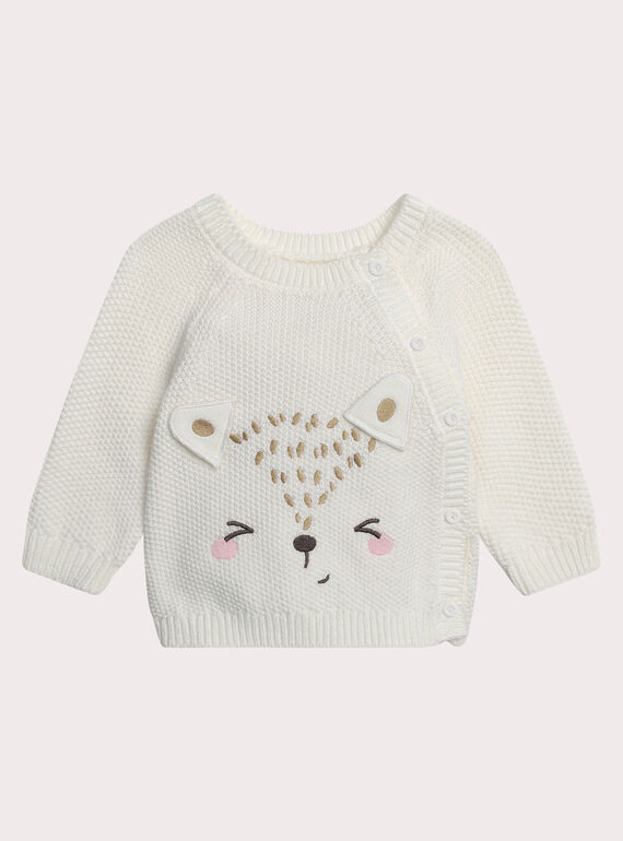 Gilet naissance en tricot motif renard XOU1GIL / 25WF0551GIL000