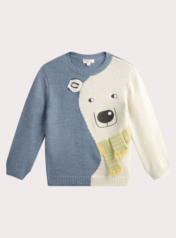 Pull bleu ciel animation ours polaire pour garçon VOPERPUL / 24W902R1PUL222