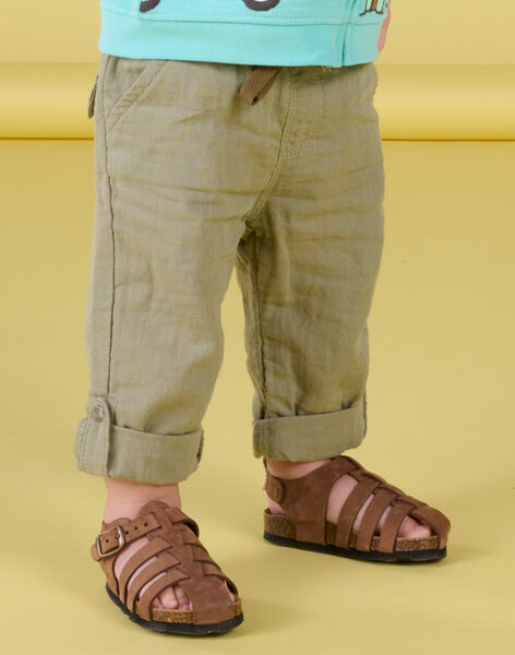 Sandales marron en cuir RUNUBROWN / 23KK3862SLB802
