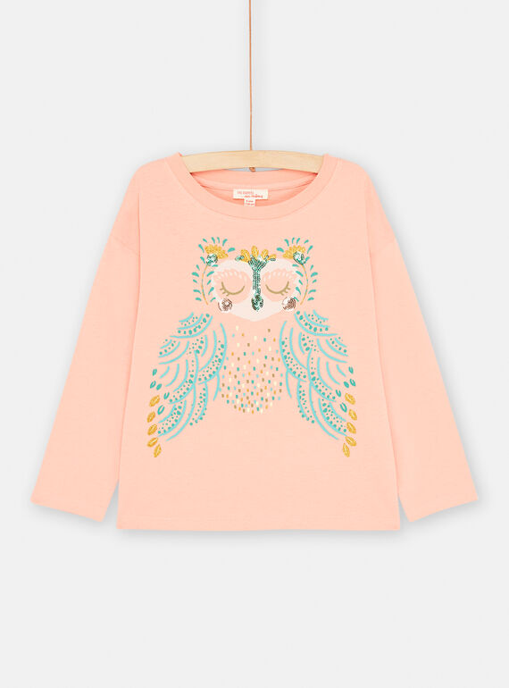 T-shirt saumon à motif hibou pour fille SADUTEE2 / 23W901P1TML401