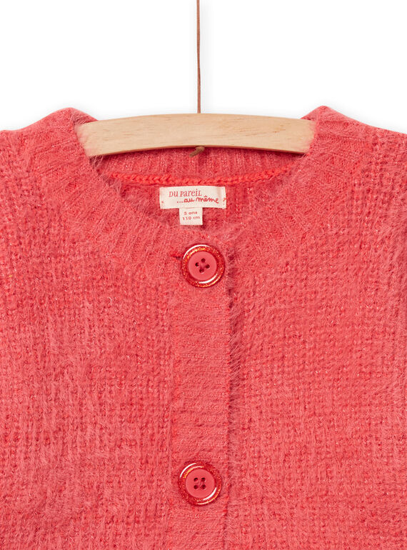 Cardigan en maille orange épicé enfant fille NAVICAR / 22S901M1CAR409