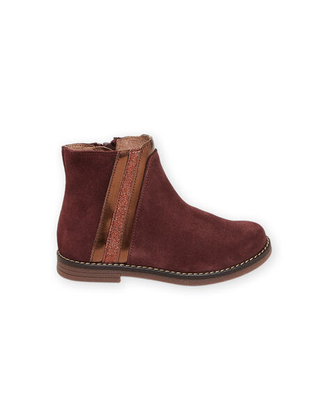 Boots en croûte de cuir bordeaux PABOOTMULTI / 22XK3582D0D503