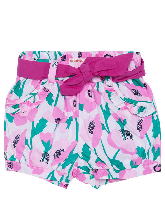 Short boule imprimé bébé fille JIPOESHO / 20SG09G1SHO301