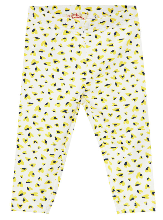 Legging imprimé cœurs jaunes bébé fille JYITROLEG / 20SI09F1CAL000
