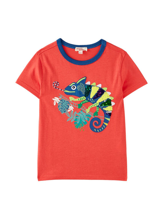 Tee shirt garçon manches courtes rouille caméléon JOSAUTI1 / 20S902Q1TMC408