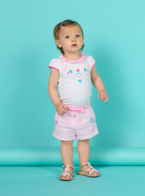 Short rose à rayures bébé fille NIFICSHO2 / 22SG09U1SHOD303