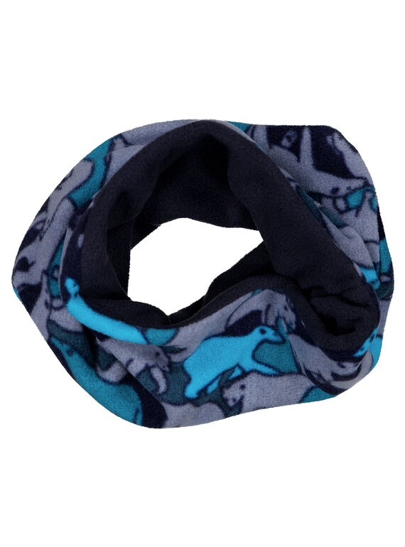 Tour de cou marine en polaire avec motif ours polaire.  GYOSKISNO / 19WI02W1SNO705