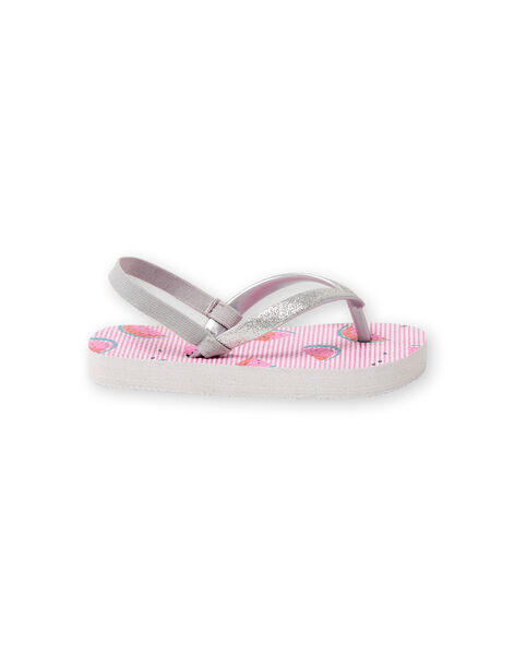 Tongs roses à rayures imprimé pastèque fille LFTONGFRUIT / 21KK3562D01000