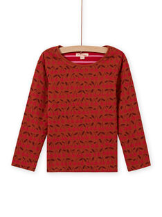 T-shirt manches longues réversible camel et rouge enfant fille MACOMTEE4 / 21W901L4TML420