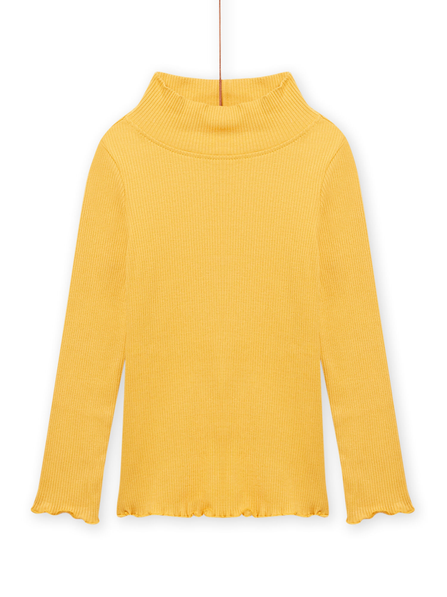 Sous pull jaune col montant a cotes enfant fille Pull Sweat Gilet DPAM