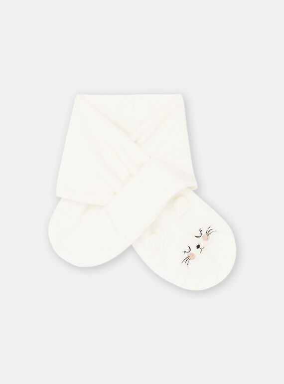 Echarpe écru motif chat pour bébé fille SYIJACHA / 23WI09O2ECH001