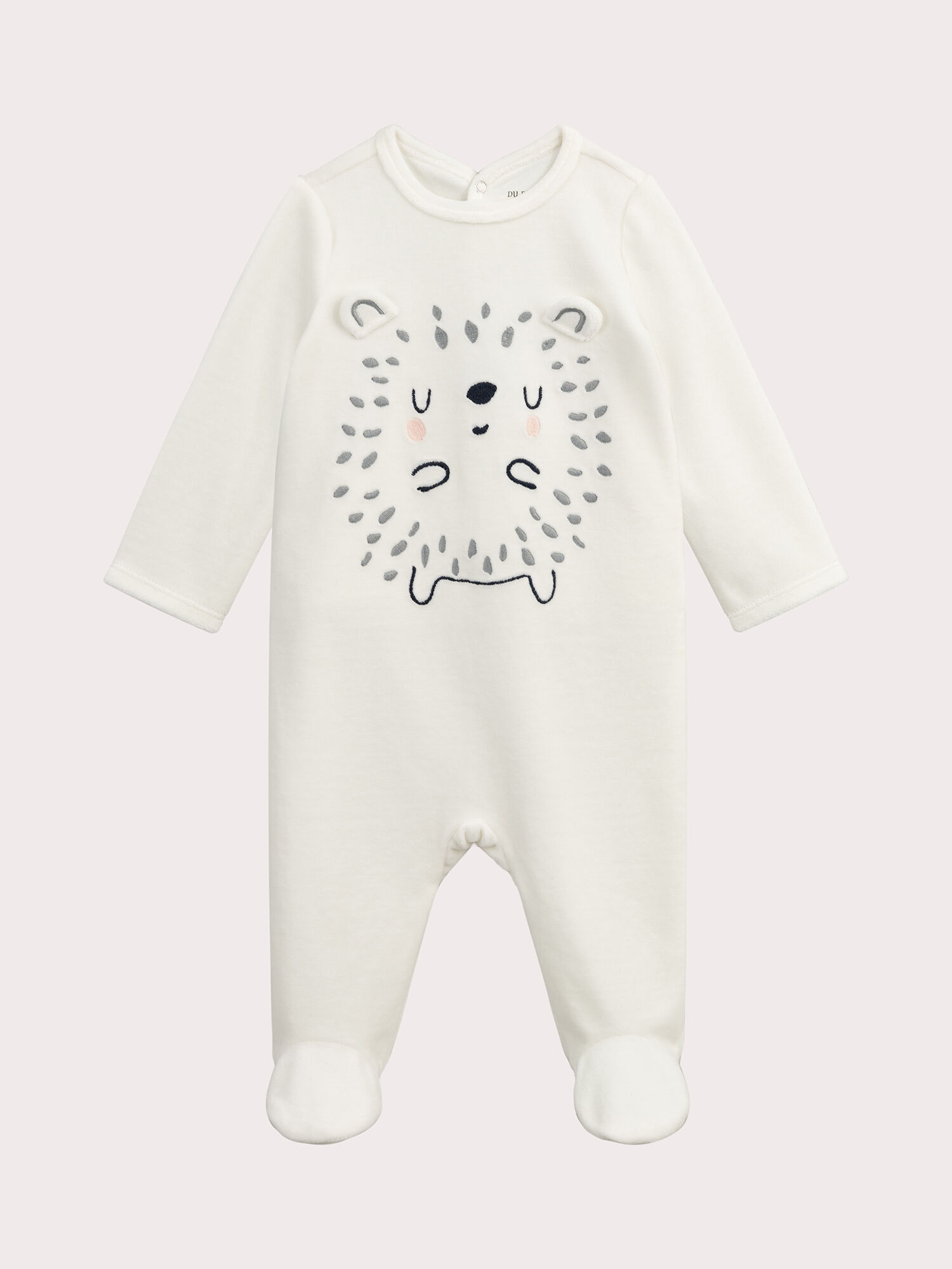 Grenouillere en velours a animation herisson pour bebe fille Pyjama DPAM