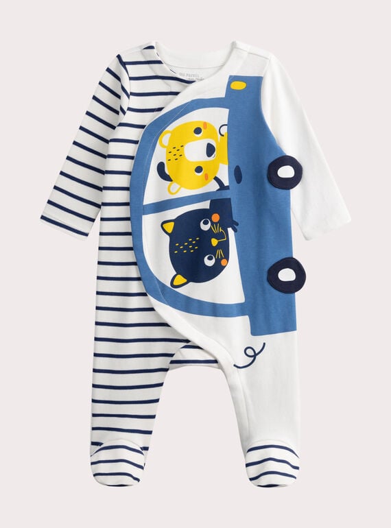 Grenouillère écrue voiture pour bébé garçon WEGAGREVOIT / 25SH14B5GRE810