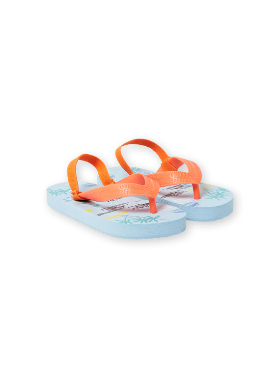 Tongs bleu pâle imprimé palmier garçon LGTONGPALM / 21KK3661D01202