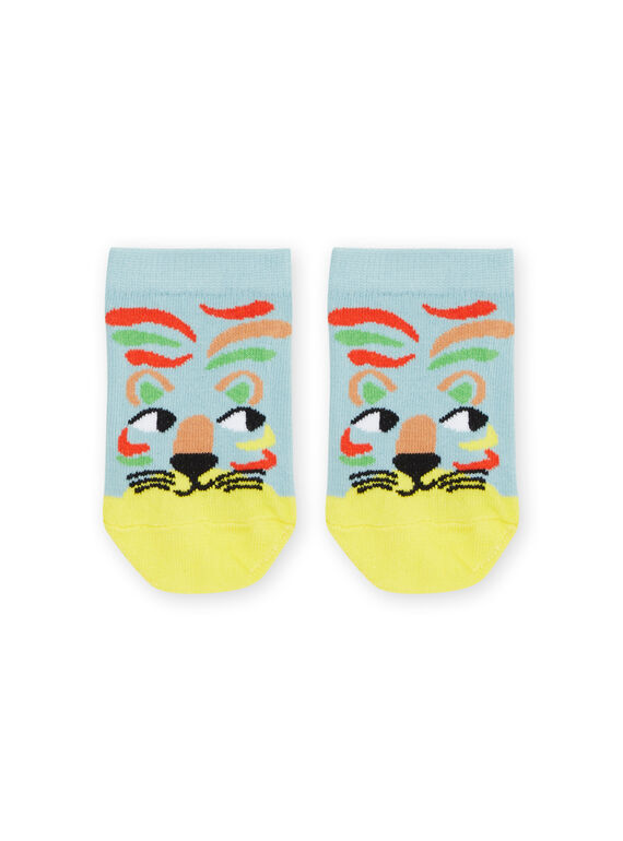 Chaussettes bleu et jaune à motif lion fantaisie RYOJOSOQ5 / 23SI0297SOQ204