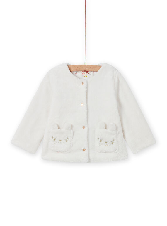 Cardigan réversible écru bébé fille MIJOCAR1 / 21WG0911CAR001