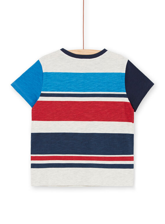 T-shirt gris chiné à rayures et broderie enfant garçon LOHATI2 / 21S902X1TMCJ920