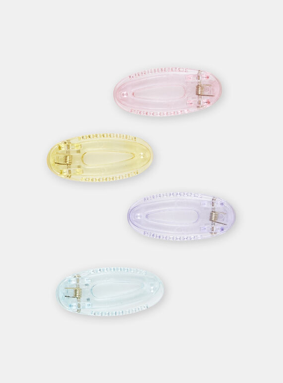 4 barrettes transparentes multicolores fille SYAJOCLIC5 / 23WI0185BRT099