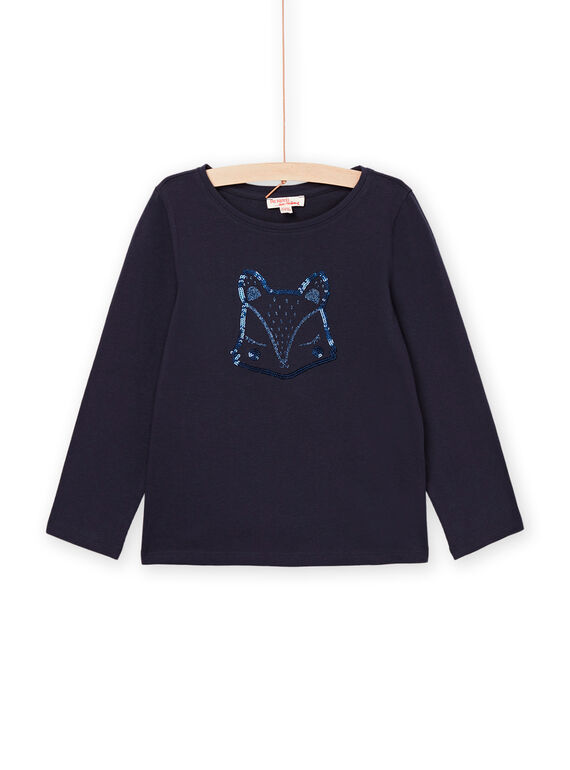 T-shirt manches longues bleu à animation renard PAJOYTEE1 / 22W901D5TML070